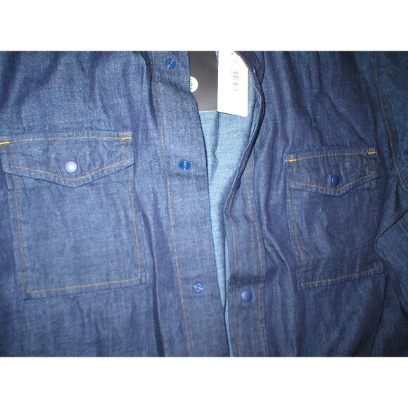 New Mens NWT Italy Designer M. Grifoni 40 M L Denim Shirt Snap Dark Blue LS Cool - Picture 4 of 10
